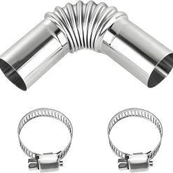2PCS Air Parking Heater Exhaust Pipe Tube Elbow Connector, 25mm Stainless Steel Diesel Boat Heater with 2 Connectors, Automotive Exhaust Pipes Replacement (1 PCS)
