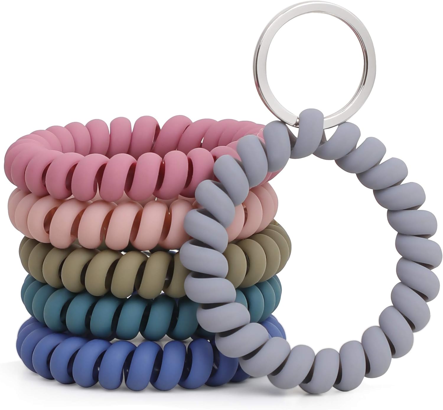 Stretchable Wristband Keychain 6-Pack with Metal Key Ring 1 Stretchable Wristband Keychain 6-Pack with Metal Key Ring