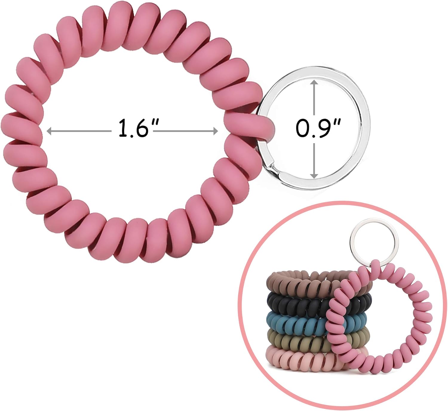 Stretchable Wristband Keychain 6-Pack with Metal Key Ring 3 Stretchable Wristband Keychain 6-Pack with Metal Key Ring - Image 3