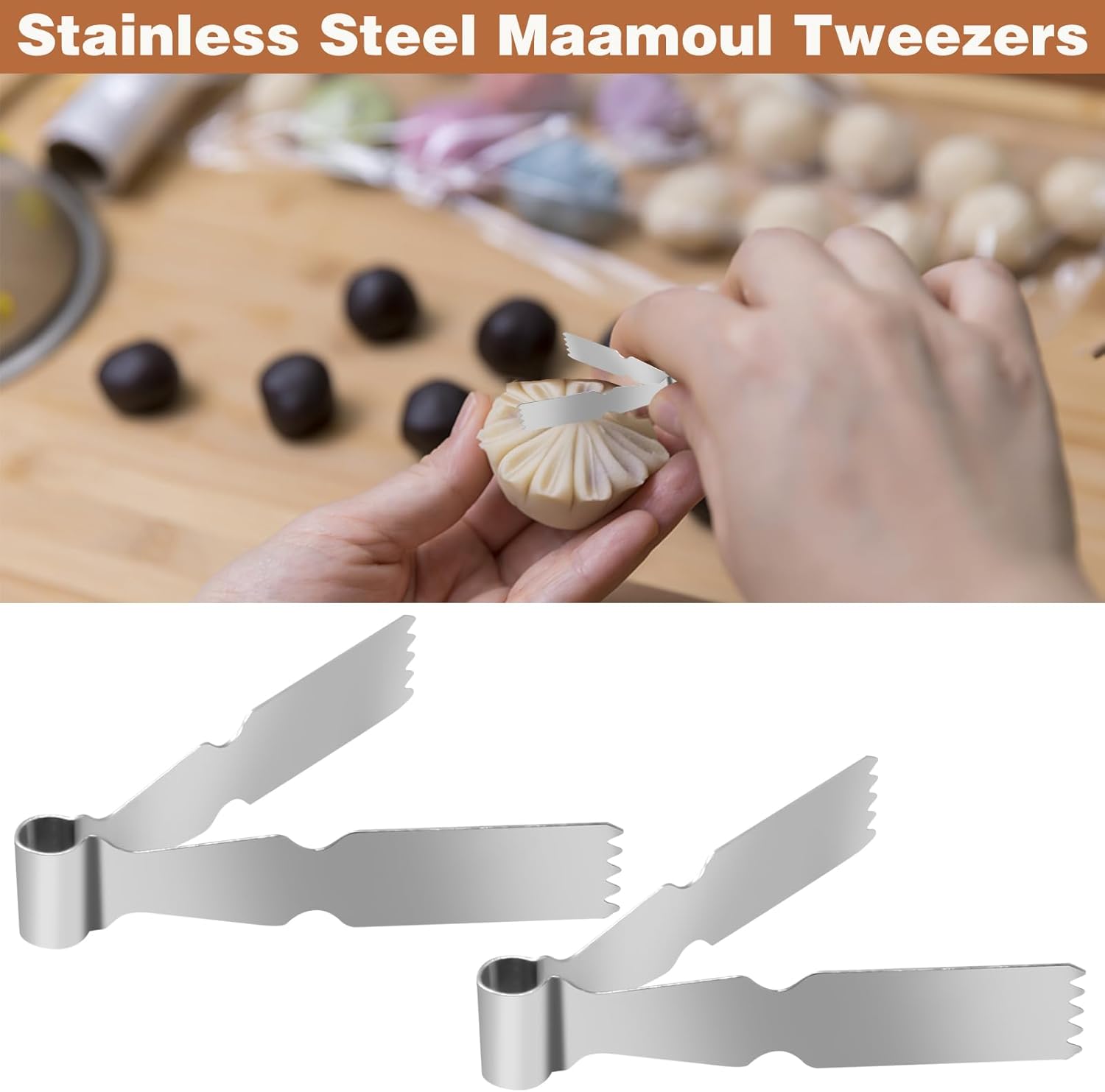 Maamoul Pastry Tongs Twin Pack Stainless Steel 3 Maamoul Pastry Tongs Twin Pack Stainless Steel - Image 3