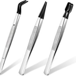 Tweezers set with rubber tips - straight, flat and bent
