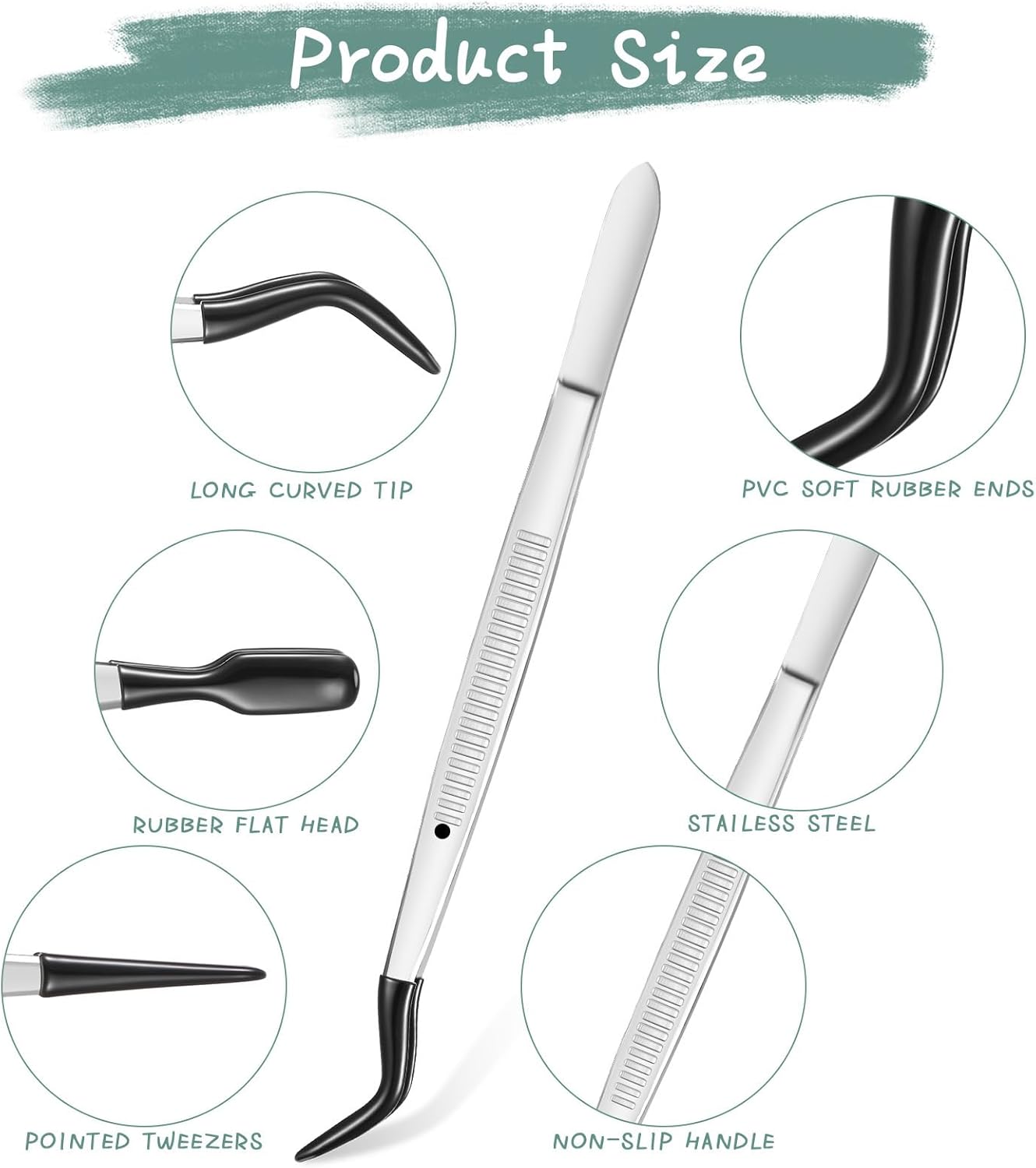 Tweezers set with rubber tips - straight, flat and bent 4 Tweezers set with rubber tips - straight, flat and bent - Image 4