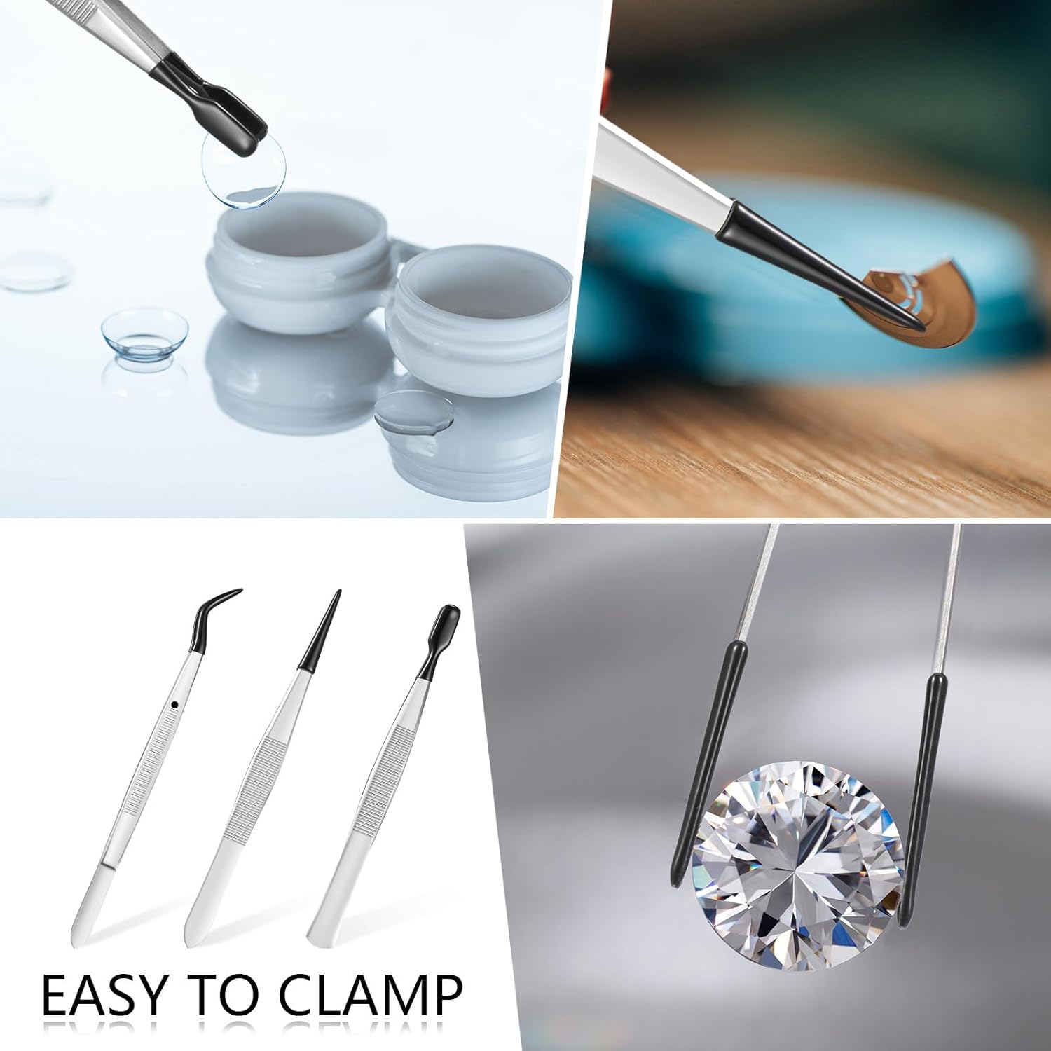 Tweezers set with rubber tips - straight, flat and bent 5 Tweezers set with rubber tips - straight, flat and bent - Image 5