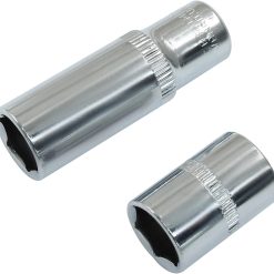 1/4" drive 12mm deep socket, 6-point, Cr-V, 2-piece set