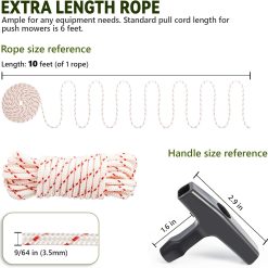 Alternative view of 3 Pack, 10 ft x 9/64" (3.5mm) Pull Cord Rope with Handle, Premium Starter Rope with High Tensile Strength, Universal Pull Cord Replacement for Lawn Mower, Generator, Chainsaw, and Small Engine