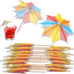 Drink Umbrellas Tropical Paper Cocktail Picks Bamboo Toothpicks 40 Pack