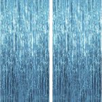 Blue Tinsel Fringe Backdrop Curtain 2 Pack