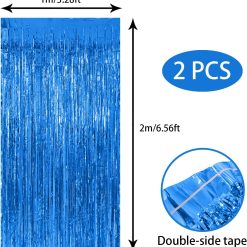 Alternative view of Blue Tinsel Fringe Backdrop Curtain 2 Pack
