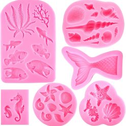 Mermaid Silicone Mold Set - 6 Pieces Marine Fondant Cake Molds