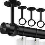 Ceiling curtain rod brackets, heavy duty, black 4 pack
