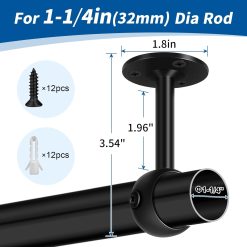 Alternative view of Ceiling curtain rod brackets, heavy duty, black 4 pack