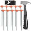 10-piece tent stakes and hammer kit with storage pouch