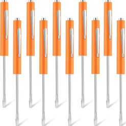 10 Pieces Pocket Screwdriver Mini Tops and Pocket Clips Magnetic Slotted Small Screw Driver with a Single Blade Head for Mechanical, Electrician(Orange)