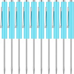 10 Pieces Pocket Screwdriver Mini Tops and Pocket Clips Magnetic Slotted Small Screw Driver with a Single Blade Head for Mechanical, Electrician(Light Blue)
