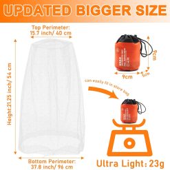 Alternative view of Mosquito Head Net, Face Neck Fly Netting Hood from Bugs Gnats Noseeums Screen for Any Outdoor Lover - with Carry Bags Fits Most Sizes of Hats Caps (2pcs, White, Updated Big Mesh)