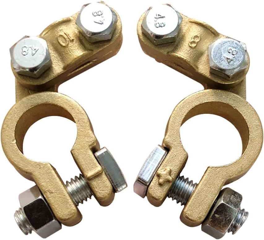 Brass top post battery terminals, 1 pair 1 Brass top post battery terminals, 1 pair