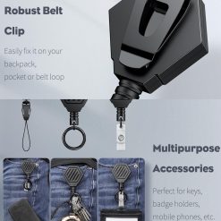 Alternative view of Heavy Duty Retractable Keychain with Magnetic Closure Retractable Badge Reel for up to 16 oz with 3 Pack ID Badge Holder with Double-Sided Windows Vertical Hard Plastic Case
