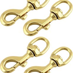 Flag Clip Swivel Spring Hook, 4 Pack Flag Pole Clips, Heavy Duty Brass Swivel Snap Hooks with Swivel Eyelet, for Diving, Dog Leash, Ropes, Flag Pole, Leather Crafts, Pet Collar