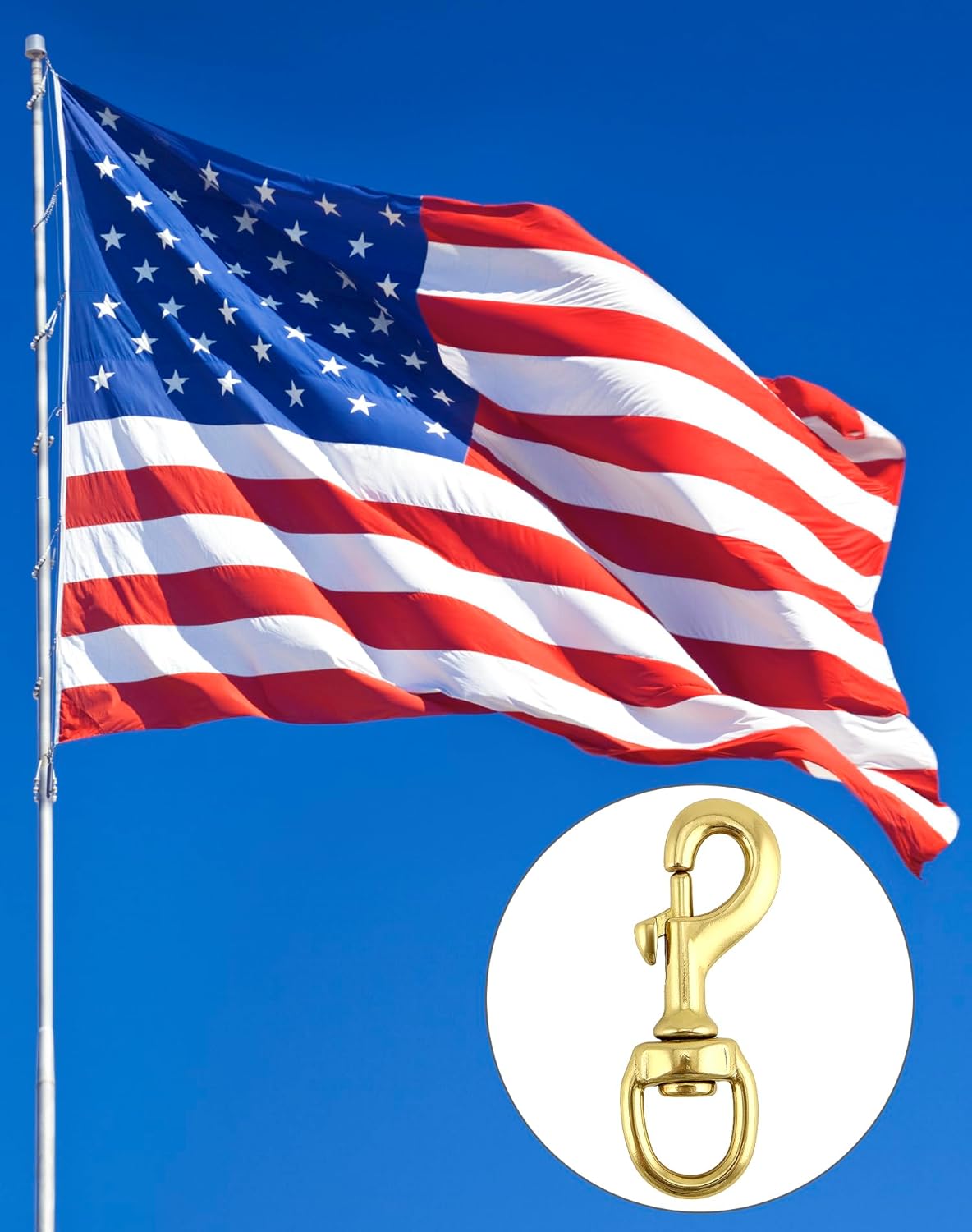 Flag Clip Swivel Spring Hook 4 Pack Heavy Duty Brass 3 Flag Clip Swivel Spring Hook 4 Pack Heavy Duty Brass - Image 3