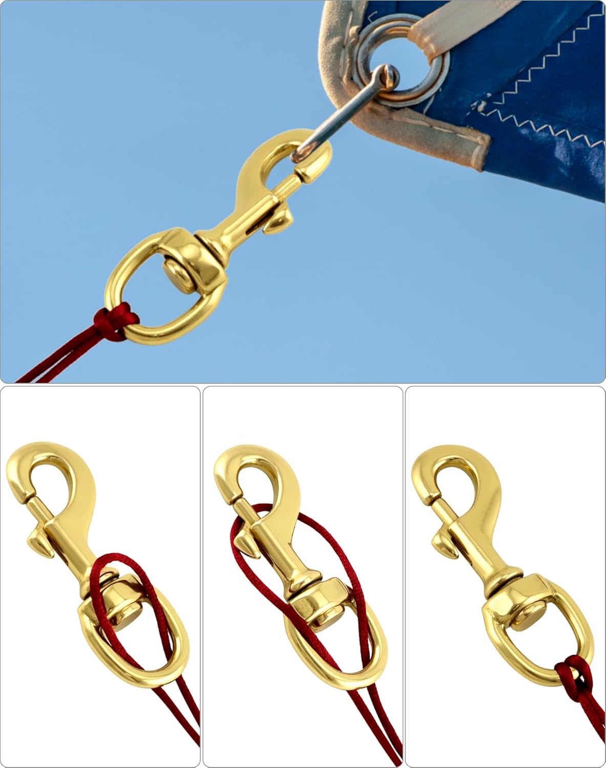 Flag Clip Swivel Spring Hook 4 Pack Heavy Duty Brass 4 Flag Clip Swivel Spring Hook 4 Pack Heavy Duty Brass - Image 4