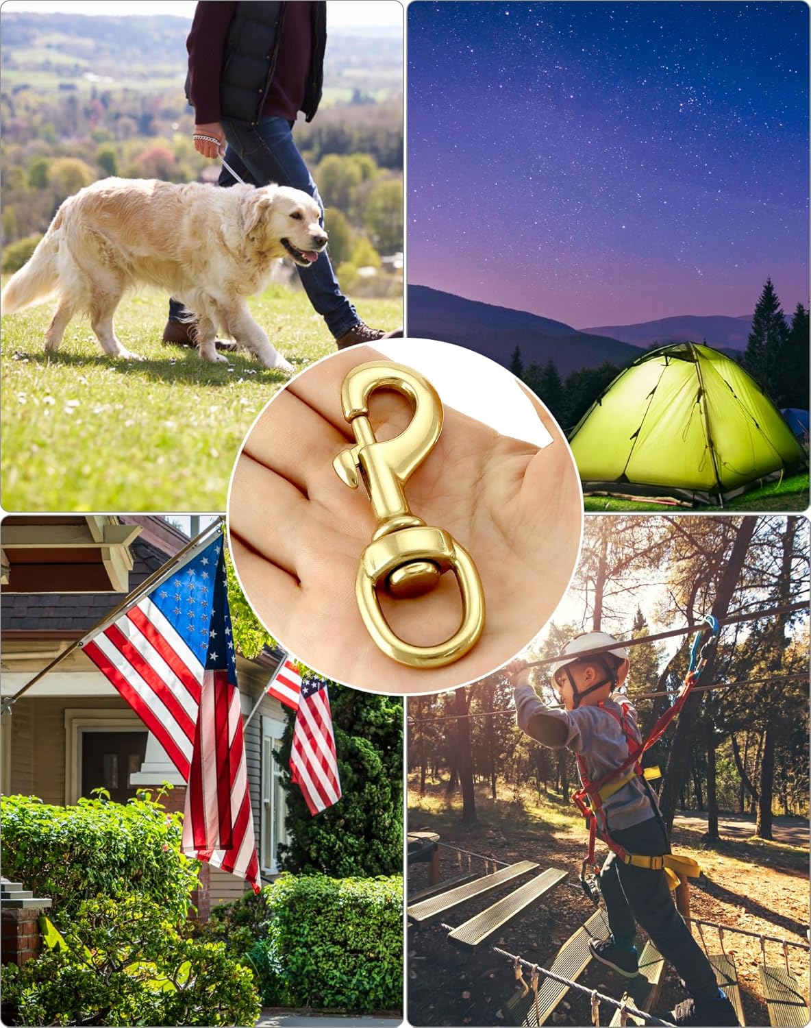 Flag Clip Swivel Spring Hook 4 Pack Heavy Duty Brass 7 Flag Clip Swivel Spring Hook 4 Pack Heavy Duty Brass - Image 7