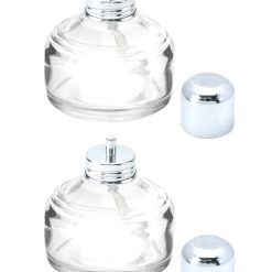 Alcohol Lamp, 2 Pack 120ml Glass Laboratory Alcohol Burner Lamp, Lab Equipment Heating Bottle with Cotton Wick and Metal Cap, for Science Experiments, Fuel Not Included