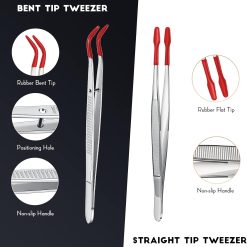 Alternative view of 2 Piece Tweezers Set with Rubber Tips - Bent and Straight