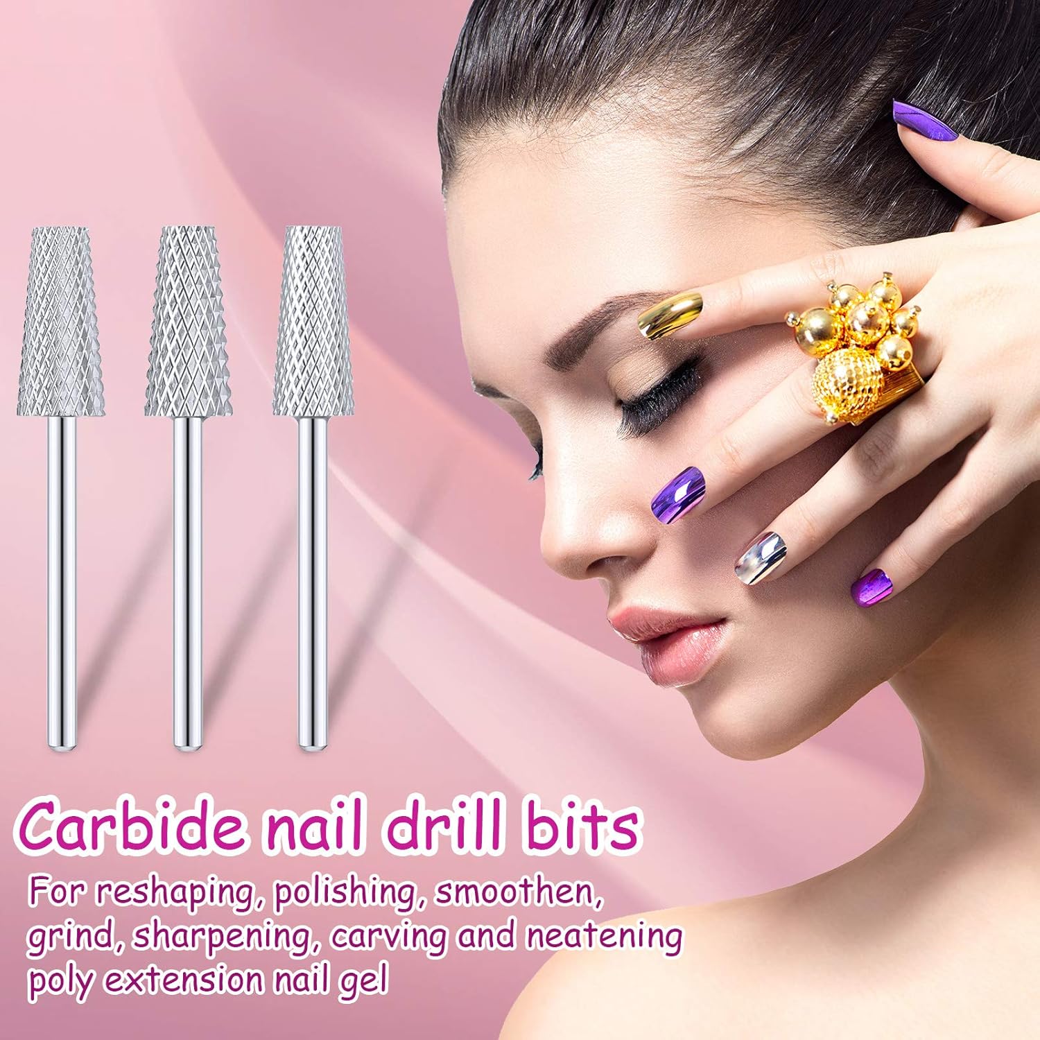 Tapered Barrel Carbide Nail Drill Bit Set, 3 Sizes 5 Tapered Barrel Carbide Nail Drill Bit Set, 3 Sizes - Image 5