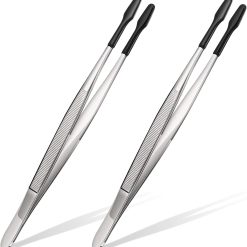 Rubber coated flat tip tweezers, pack of 2