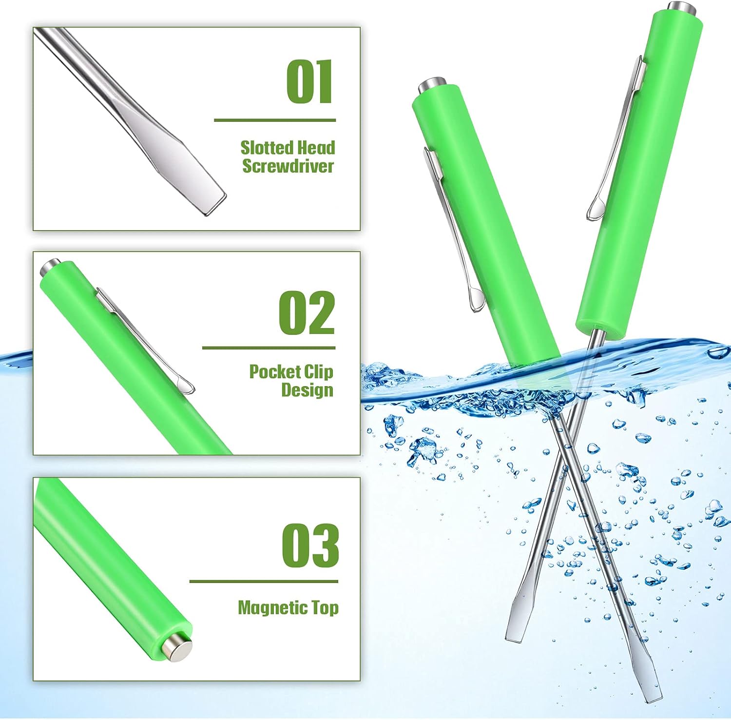 Magnetic Mini Pocket Screwdriver Set, 5 Pieces Green 3 Magnetic Mini Pocket Screwdriver Set, 5 Pieces Green - Image 3