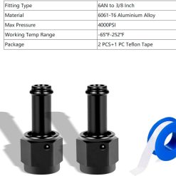 6AN Female to 3/8 Barb Fitting Adapter - 2 Pack 8 V1258 DP02 B 3382 202604040235 02