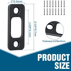 Alternative view of Door deadbolt strike plate 1" x 2-1/4", carbon steel, matte black, 8 pack
