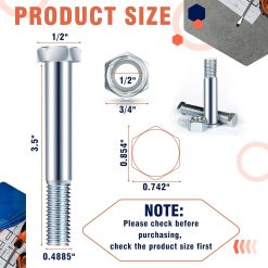 Alternative view of Grade 2 Shear Bolts for Rotary Cutters 1/2" x 3-1/2" 5 Pack