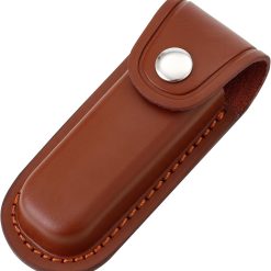 Pocket Knife Sheath, 4" Folding Pocket EDC Knife Case, Portable Pouch Knife Leather Holster with Snap Closure and Belt Loop, Accessory for Outdoor Climbing, Camping, Cycling and Hiking, Brown