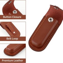 Alternative view of Pocket Knife Sheath, 4" Folding Pocket EDC Knife Case, Portable Pouch Knife Leather Holster with Snap Closure and Belt Loop, Accessory for Outdoor Climbing, Camping, Cycling and Hiking, Brown