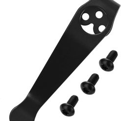 Titanium Deep Carry Pocket Clip for Spyderco Para 3, Paramilitary 2 and More Models Knives, Premium Custom-made Pocket Clip with 3 Pieces Screws, Black