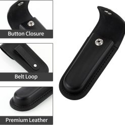 Alternative view of Pocket Knife Sheath, 5" Folding Pocket EDC Knife Case, Portable Pouch Knife Leather Holster with Snap Closure and Belt Loop, Accessory for Outdoor Climbing, Camping, Cycling and Hiking, Black