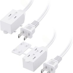 2-Pack 16 AWG 2 Prong Extension Cord 6 ft White