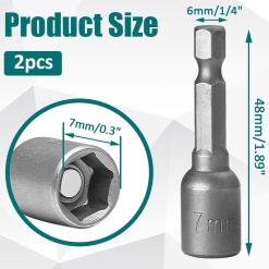Magnetic Nut Driver Bit 7mm 1/4 Hex Socket Adapter 2-piece 10 V1258 DP02 B 3755 202604071845 03