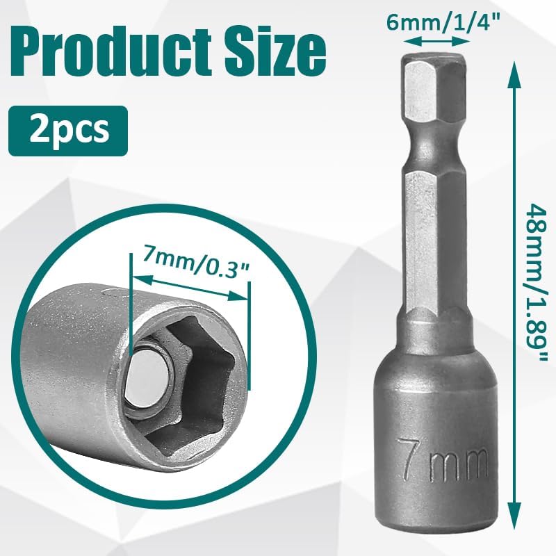 Magnetic Nut Driver Bit 7mm 1/4 Hex Socket Adapter 2-piece 4 Magnetic Nut Driver Bit 7mm 1/4 Hex Socket Adapter 2-piece - Image 4