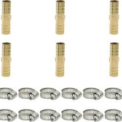 Brass hose barb fitting 1/2" union coupling with clamps