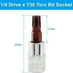 Alternative view of T30 Torx bit socket 1/4" drive 5-piece set