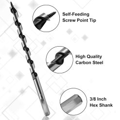 Alternative view of 3/8" x 8" Wood Auger Drill Bit with Hex Shank