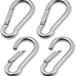 4Pack 2 inch Flag Pole Snap Clip Hooks Flagpole Attachment Spring Snap Hook Stainless Steel Carabiner Clips Heavy Duty Quick Link Carabiners for Indoor & Outdoor