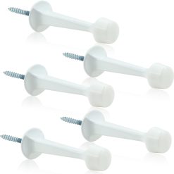 5 Pack White Rigid Door Stops 73mm Zinc Alloy