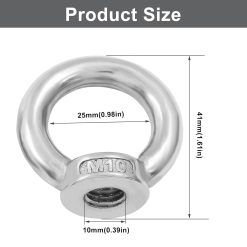 Alternative view of M10 304 Stainless Steel Lifting Eye Nut, Pack of 6