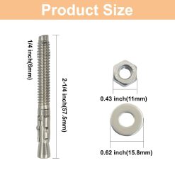 Alternative view of Concrete anchor 1/4" x 2-1/4" stainless steel, pack of 10