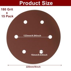 Alternative view of 9 Inch 6 Hole Sanding Discs 180 Grit 15 Pack