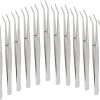 Stainless Steel Curved Tweezers Set, 12 Pieces 6"