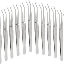 Stainless Steel Curved Tweezers Set, 12 Pieces 6"